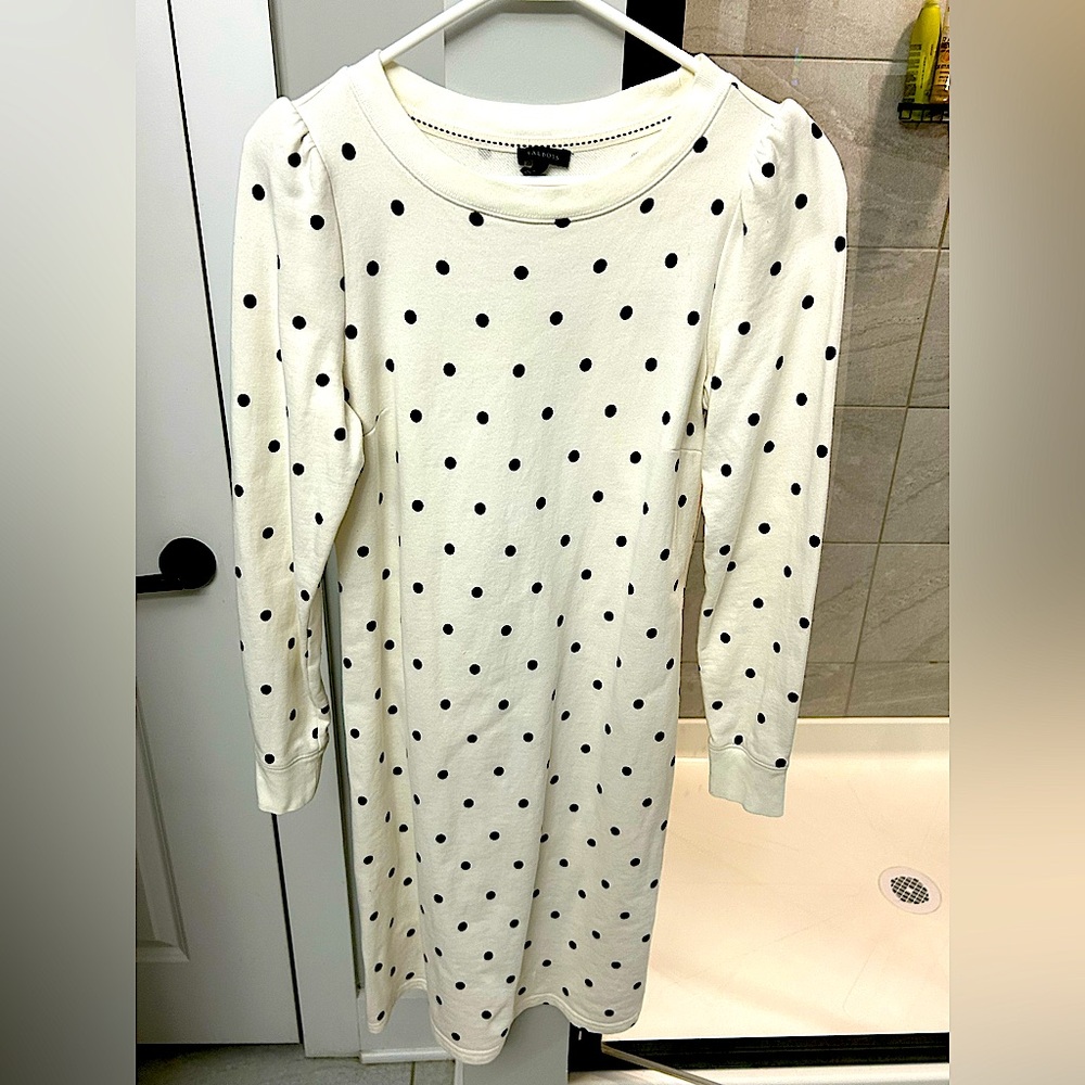 Talbots Cream and Black Long Sleeve Sheath Dress